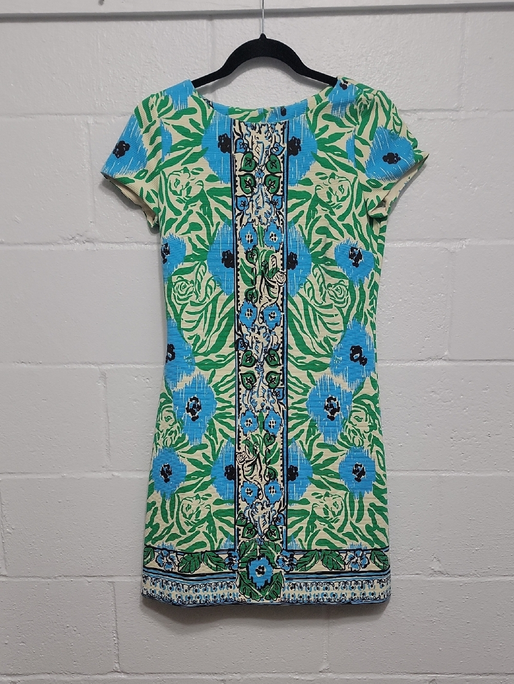 Lilly Pulitzer Blue & Green Floral Center-Panel Mini Dress
